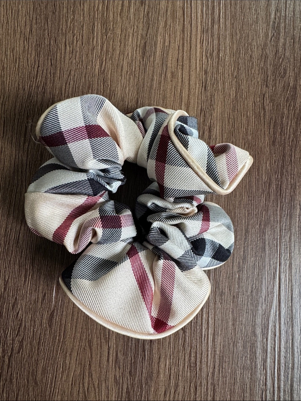 Plaid Beige, Burgundy, and Navy Hair Scrunchie (BRAND NEW) - Picture 2 of 2